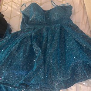 Brand-Prom Girl. Size 18,short turquoise glitter homecoming dress